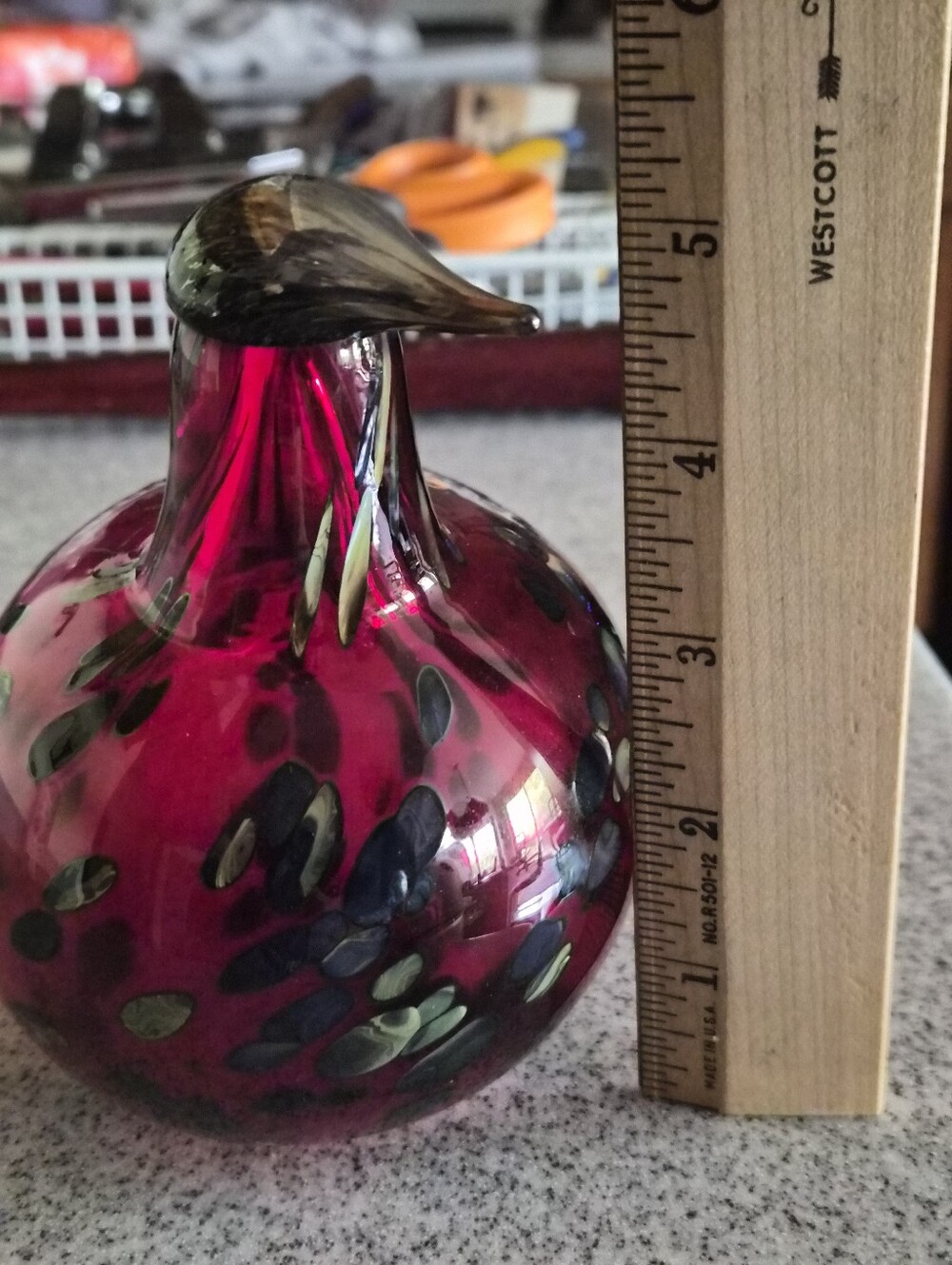 Vintage Oiva Toikka for Iittala Nuutajärvi Ruby Cranberry Glass Figurine Signed - Picture 9 of 9